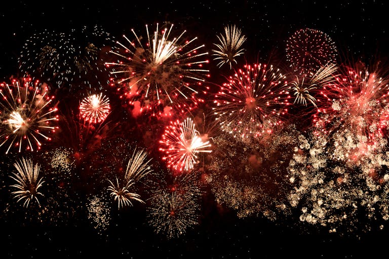 Vibrant fireworks light up the night sky in a breathtaking celebration in Vaughan, Ontario.